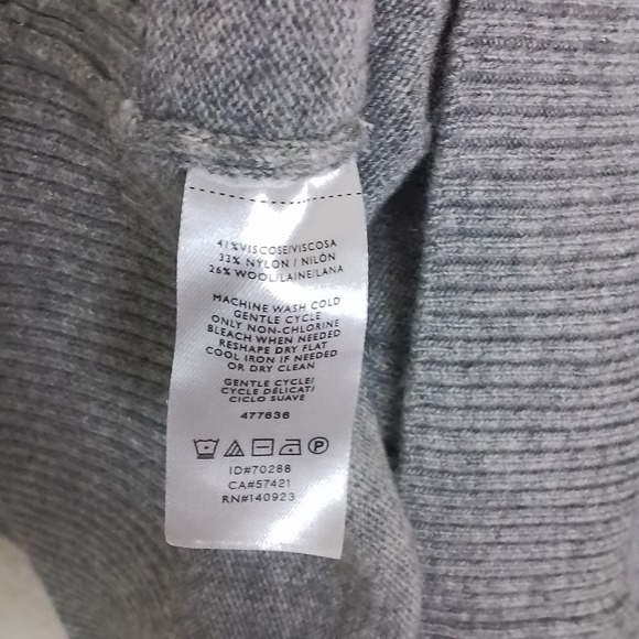 LOFT Faux Wrap Sweater Size S‎ Heather Gray Wool Blend Classic Fit Long Sleeve - Picture 8 of 11